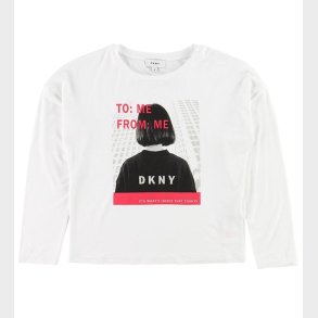 DKNY Bluse - Viskose - Hvid m. Print