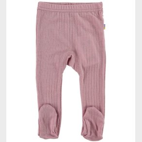 Joha Leggings m. Fod - Uld - Rosa m. Rib
