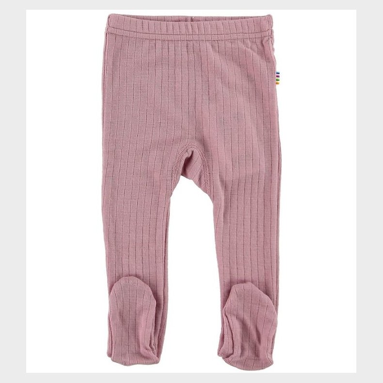 Joha Leggings m. Fod - Uld - Rosa m. Rib