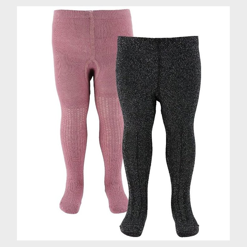 Minymo Str�mpebukser - 2-pak - Rosa/Sort m. Glimmer