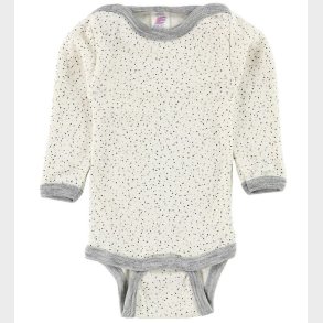 Engel Body l/ - Uld/Silke - Creme/Gr m. Prikker