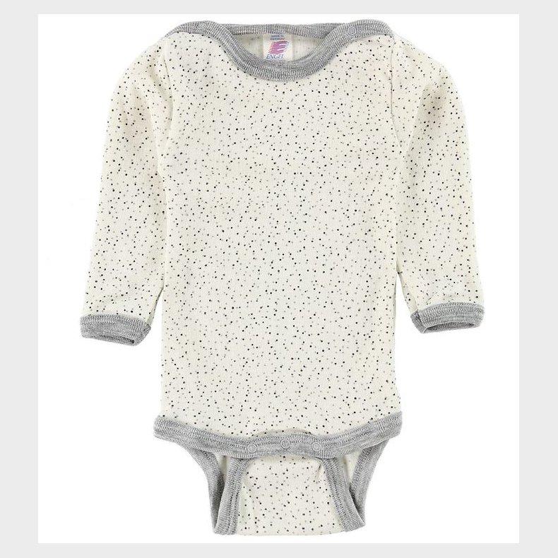 Engel Body l/� - Uld/Silke - Creme/Gr� m. Prikker