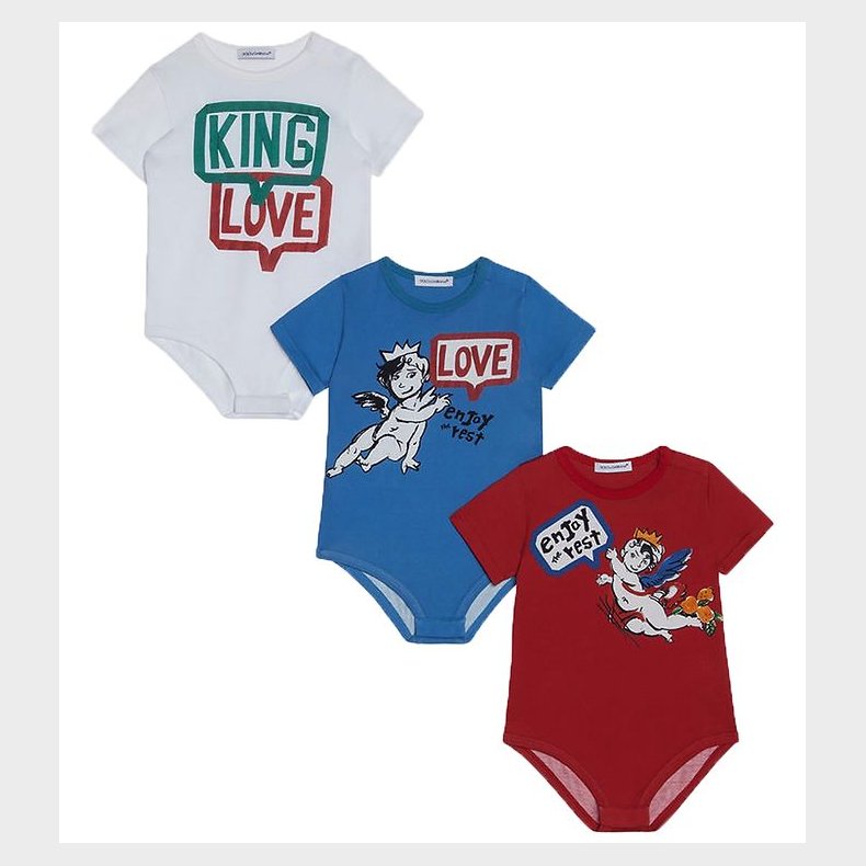 Dolce & Gabbana Bodyer k/ - 3-pak - Bl/Rd/Hvid