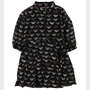 Emporio Armani Kjole - Viskose - Sort m. Allover Logo
