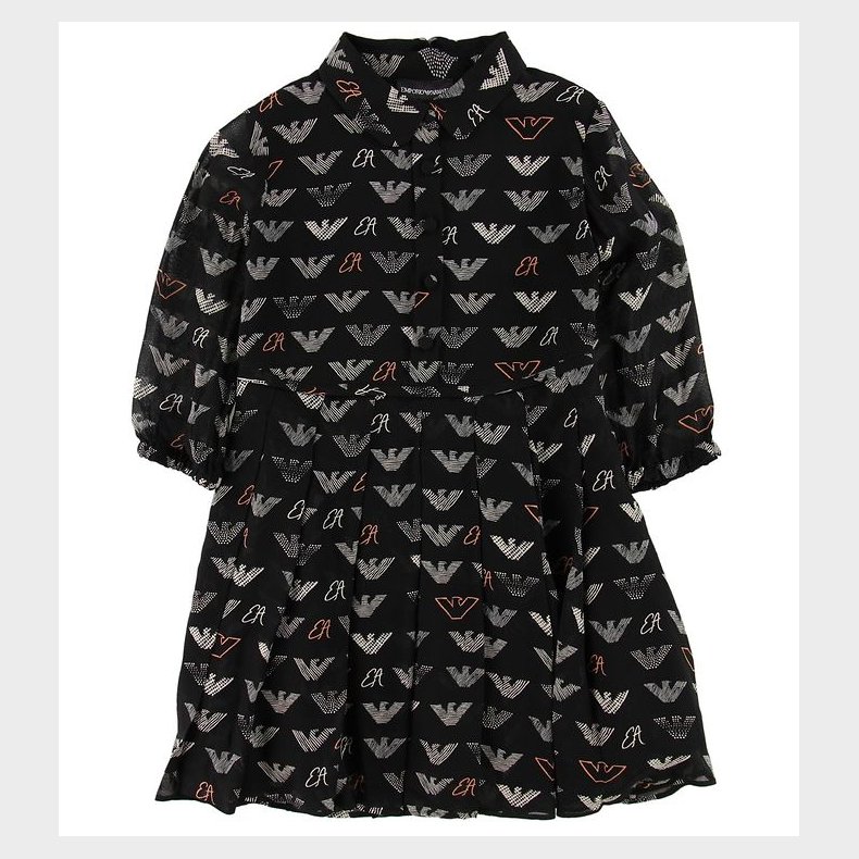 Emporio Armani Kjole - Viskose - Sort m. Allover Logo