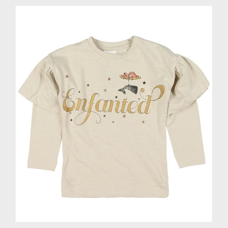 En Fant Bluse - Beige m. Print/Guld