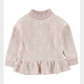 Mini Q Ture Bluse - Kicka - Hvid m. Glitter/Katte