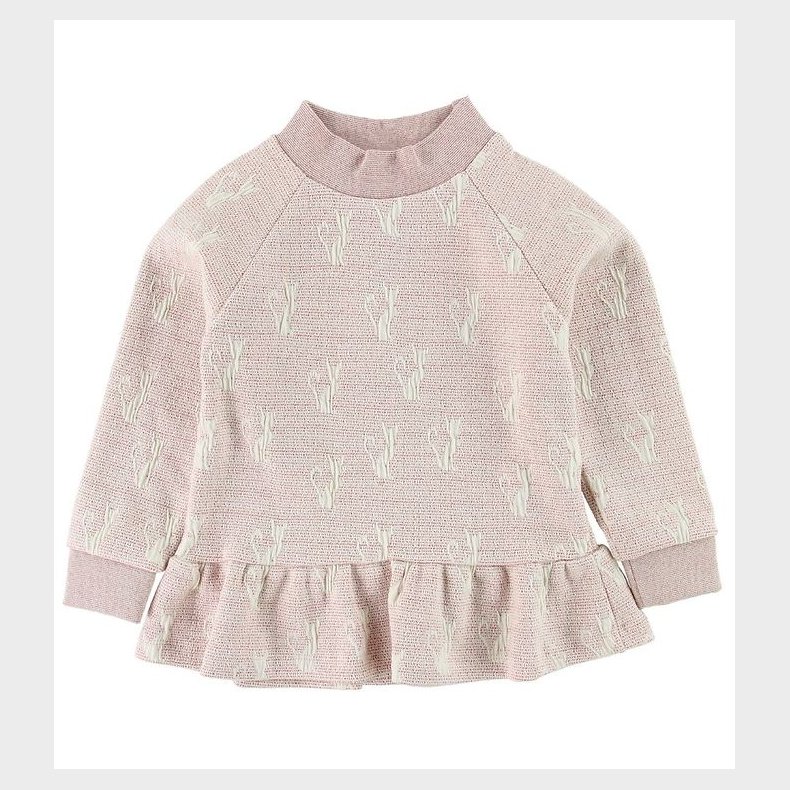 Mini Q Ture Bluse - Kicka - Hvid m. Glitter/Katte