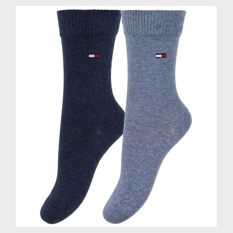 Tommy Hilfiger Strmper - 2-pak - Basic - Blmeleret/Navy
