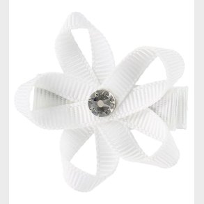 Little Wonders Hrblomst - Ingrid - 4 cm - Grosgrain - Hvid