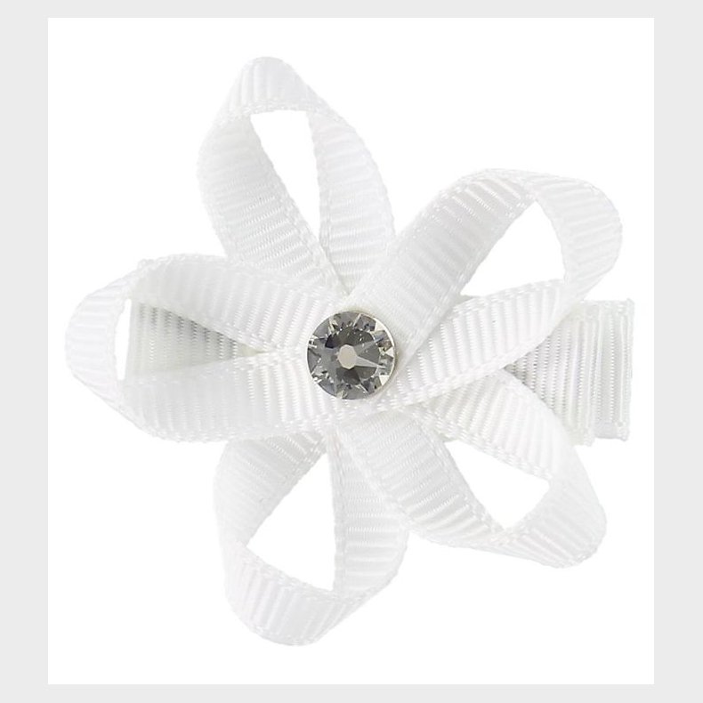 Little Wonders Hrblomst - Ingrid - 4 cm - Grosgrain - Hvid