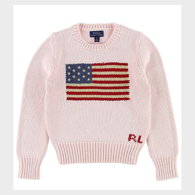 Polo Ralph Lauren Bluse - Strik - Lyserd m. Flag
