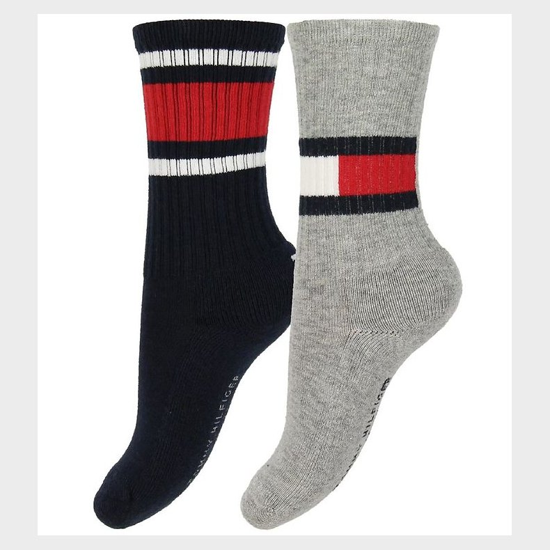 Tommy Hilfiger Strrmper - 2-pak - Flag - Navy/Gr