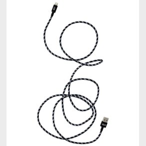 Design Letters Opladekabel - iPhone - 1,85m - Sort/Bl�stribet