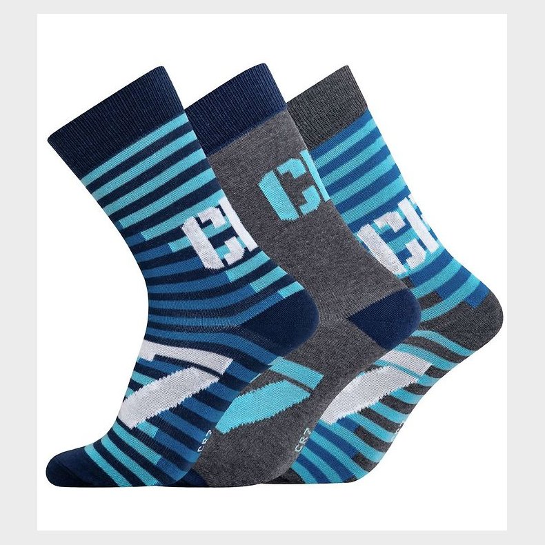 Ronaldo Strmper - 3-pak - Bl/Gr m. Print