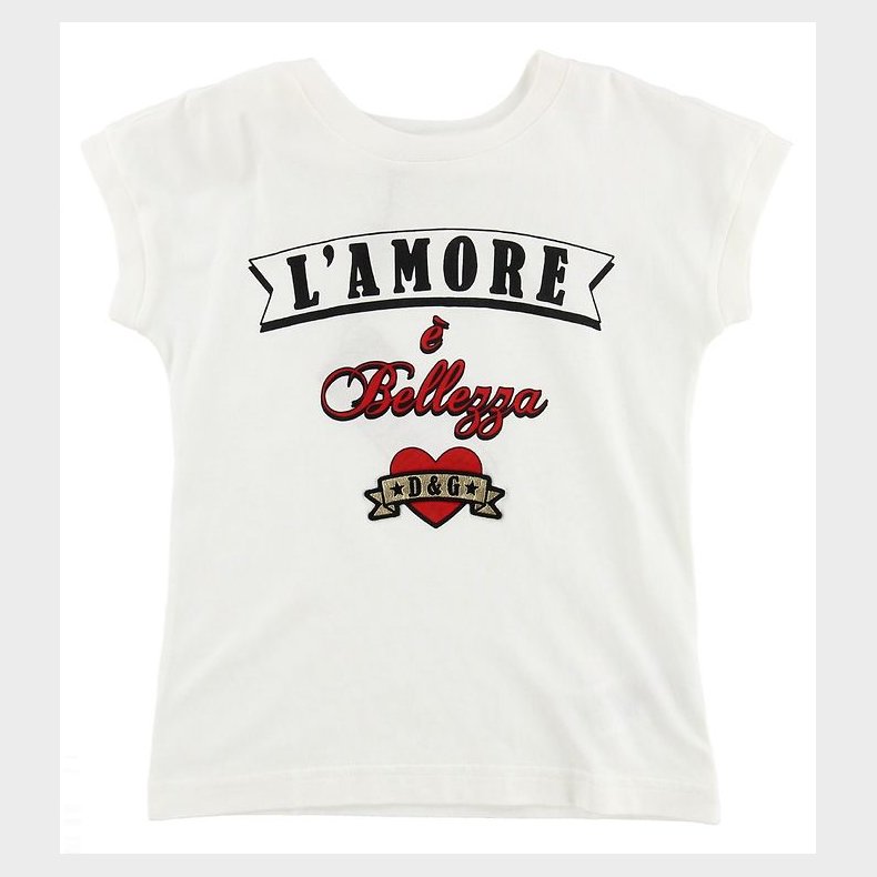 Dolce & Gabbana T-shirt - Hvid m. Tekst