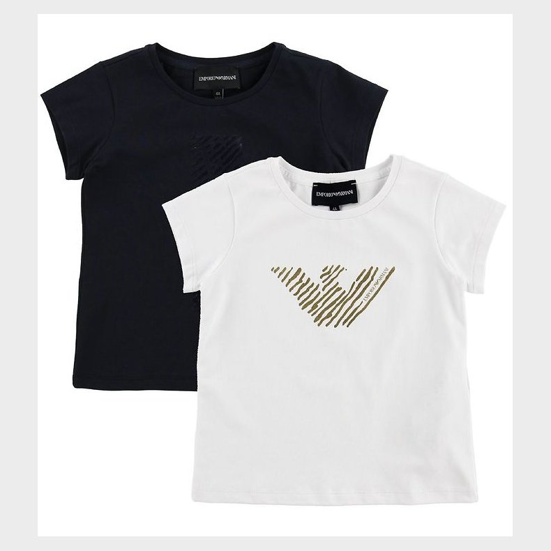 Emporio Armani T-shirt - T-shirt - Navy/Hvid m. Print