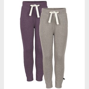 Minymo Sweatpants - 2-pak - Lys Brunmeleret/Lillameleret