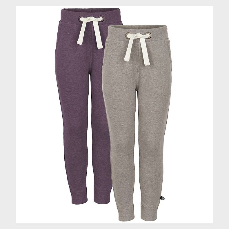 Minymo Sweatpants - 2-pak - Lys Brunmeleret/Lillameleret