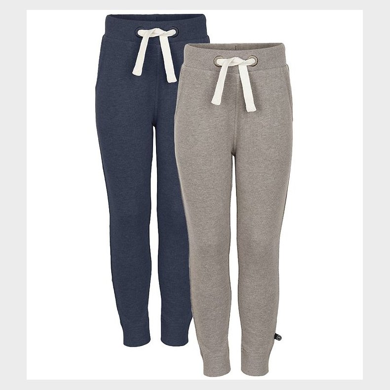 Minymo Sweatpants - 2-pak - Lys Brunmeleret/Bl�meleret