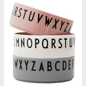 Design Letters Sk�l - 3-pak - Rosa/Hvid/Gr� m. Bogstaver