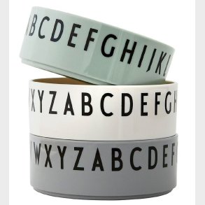 Design Letters Sk�l - 3-pak - Gr�n/Hvid/Gr� m. Bogstaver