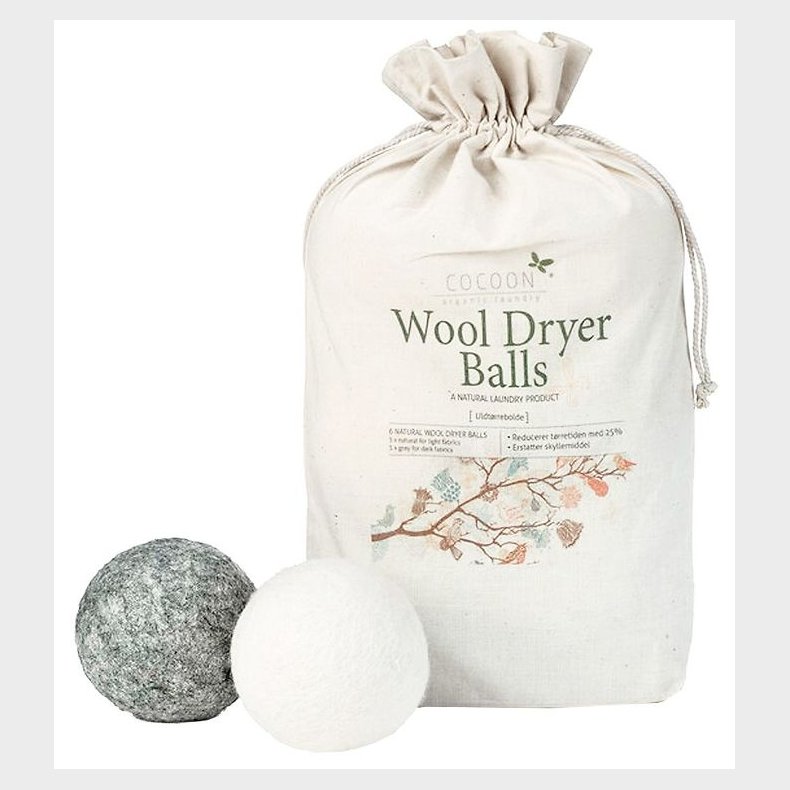 Cocoon Company Vaskebolde - Uld - 6-pak - Gr/Hvid