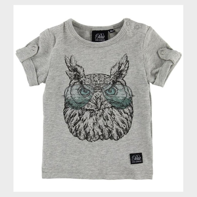 Petit by Sofie Schnoor T-shirt - Julius - Grmeleret m. Ugle