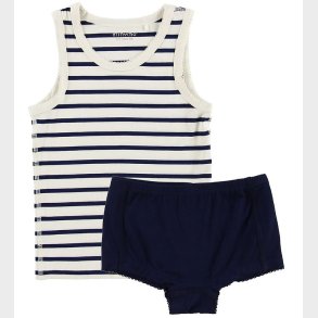 Minymo Undert�j - Bambus - Hvid/Navystribet