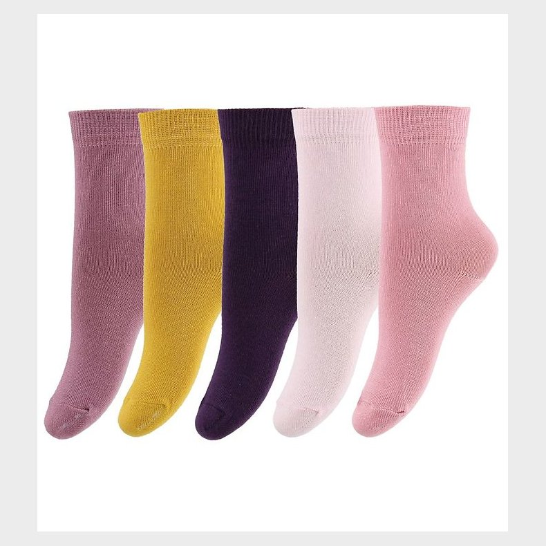 Minymo Str�mper - 5-pak - Rosa/Gul/Lilla