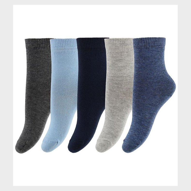 Minymo Str�mper - 5-pak - Navy/Bl�/Gr�meleret