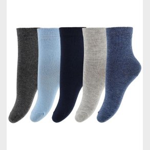 Minymo Str�mper - 5-pak - Navy/Bl�/Gr�meleret