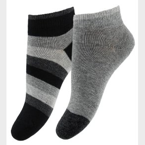 Tommy Hilfiger Ankelstrmper - 2-pak - Stripe - Grmeleret/Sort