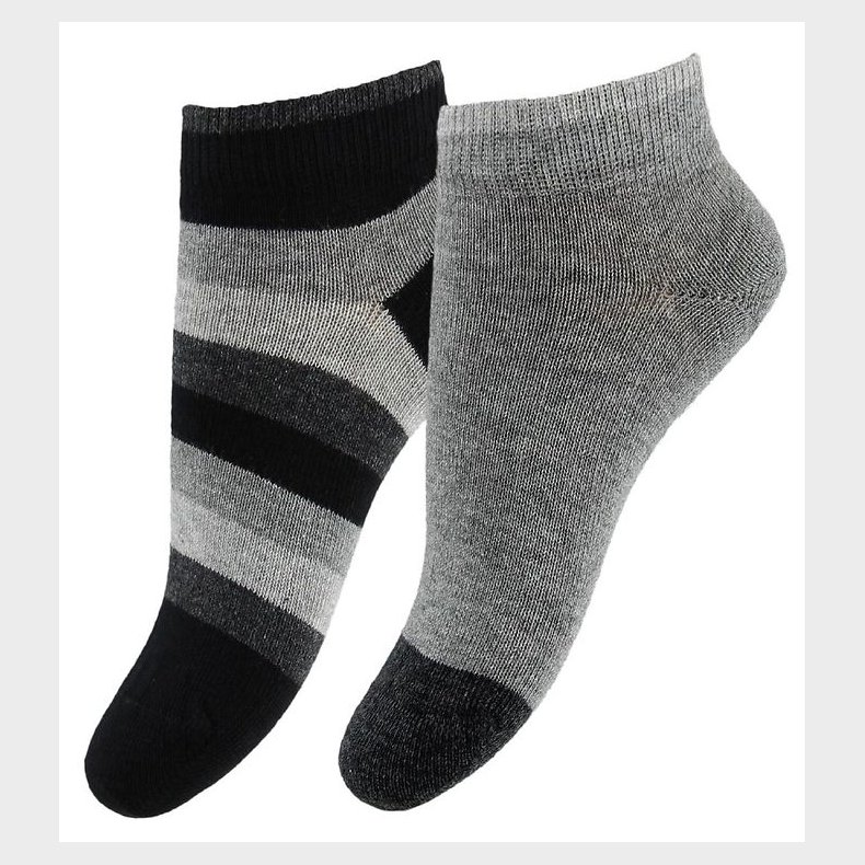 Tommy Hilfiger Ankelstrmper - 2-pak - Stripe - Grmeleret/Sort