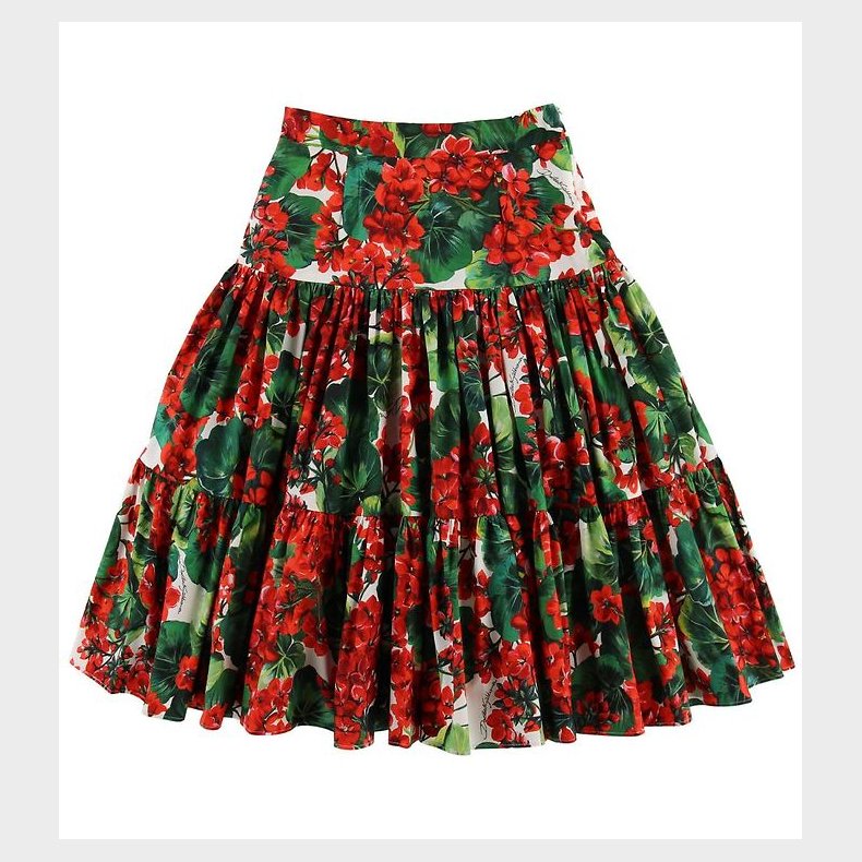 Dolce & Gabbana Nederdel - Portofino - Rd/Grn m. Blomster