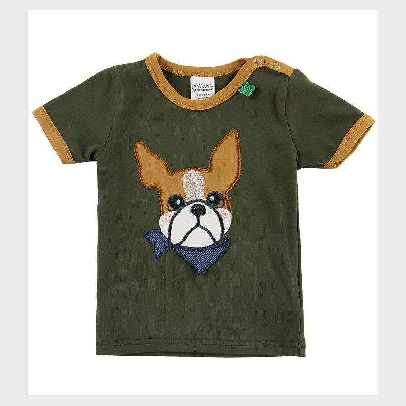 Freds World T-shirt - Armygrn m. Bulldog