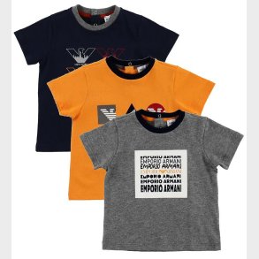 Emporio Armani T-shirt - 3-pak - Grmeleret/Sort/Orange