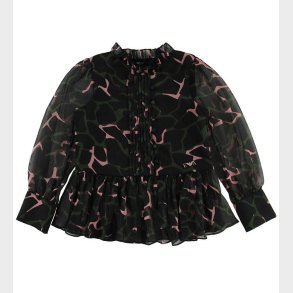 Emporio Armani Skjortebluse - Sort m. Armygr�n/Rosa