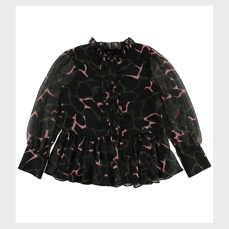 Emporio Armani Skjortebluse - Sort m. Armygr�n/Rosa