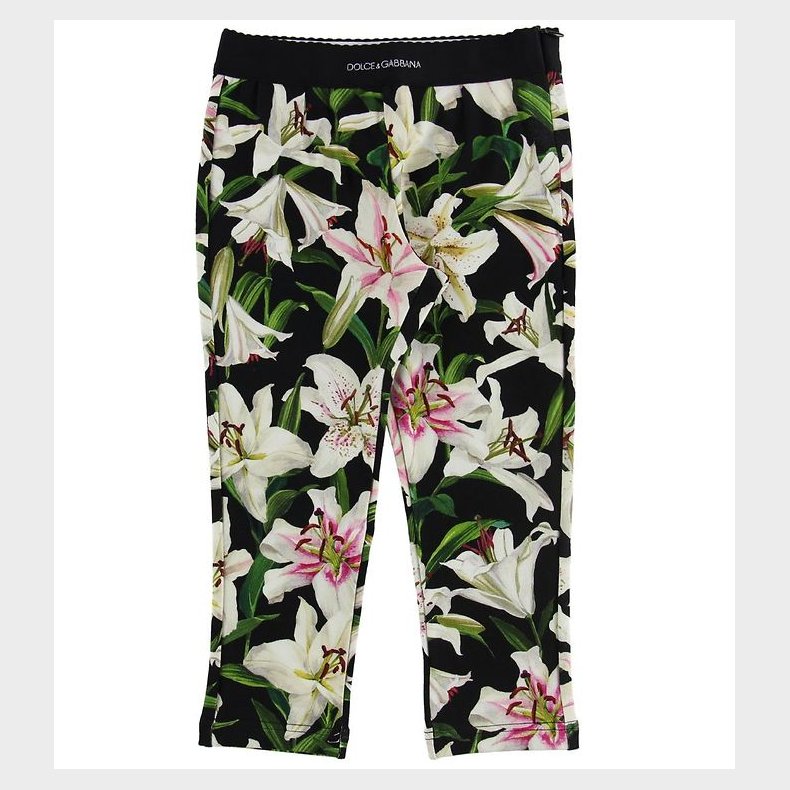 Dolce & Gabbana Leggings - Lilium - Sort m. Hvide Liljer