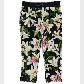 Dolce & Gabbana Leggings - Lilium - Sort m. Hvide Liljer