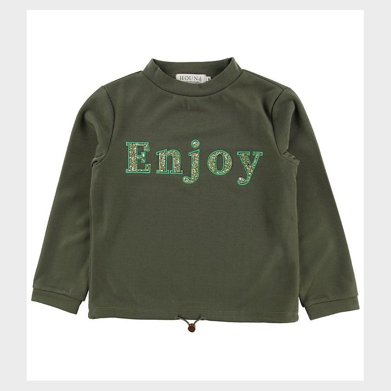 Hound Bluse - Army m. Glimmersten/Print