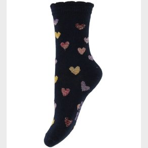 Melton Strmper - Navy m. Hjerter/Glimmer