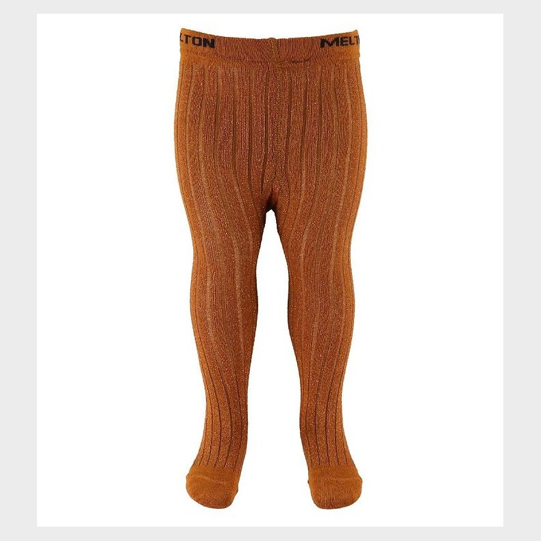 Melton Strmpebukser - Rib - Bambus - Brndt Orange m. Glimmer