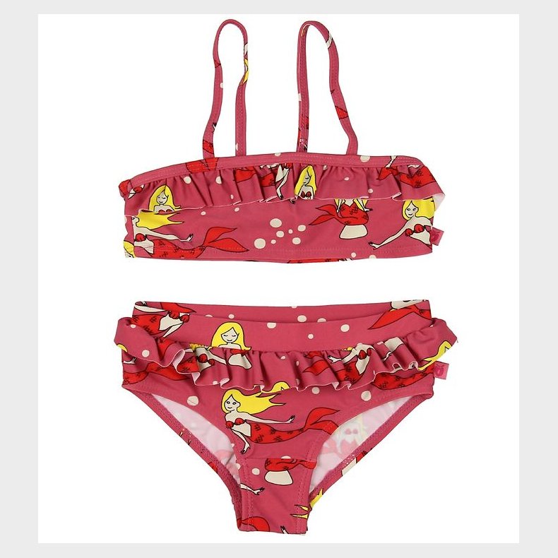 Smfolk Bikini - UV50+ - Mrk Rosa m. Flser/Havfrue