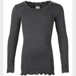 Rosemunde Bluse - Rib - Grmeleret m. Blonder