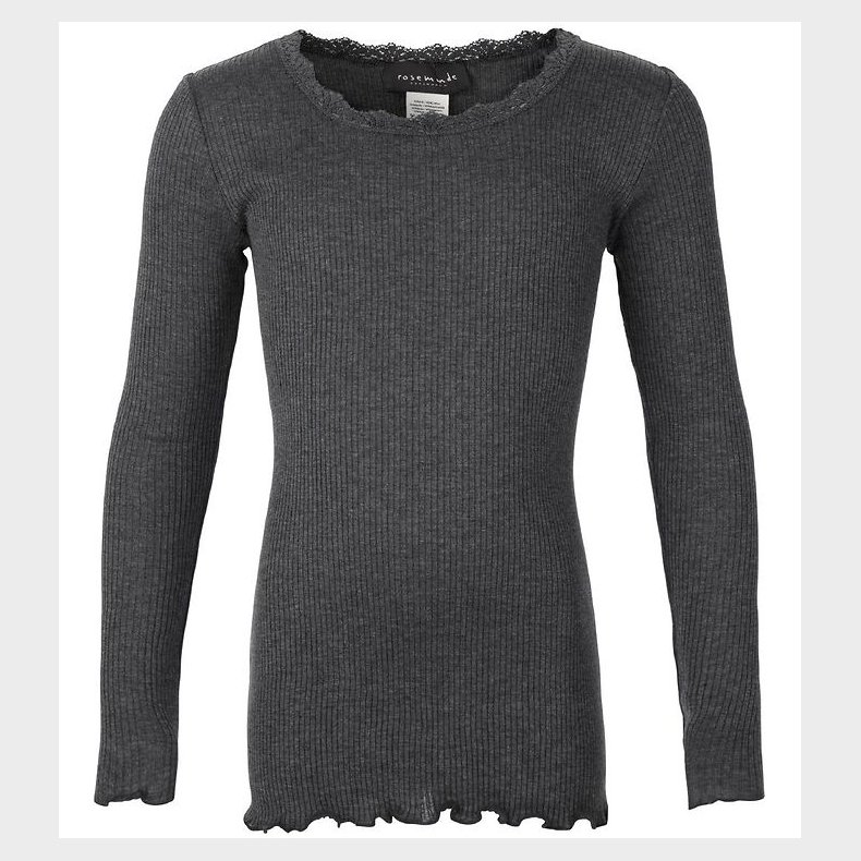 Rosemunde Bluse - Rib - Grmeleret m. Blonder