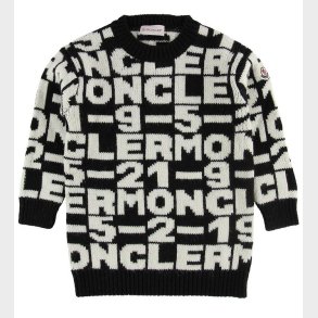 Moncler Kjole - Akryl/Uld - Sort/Hvid m. Tekst