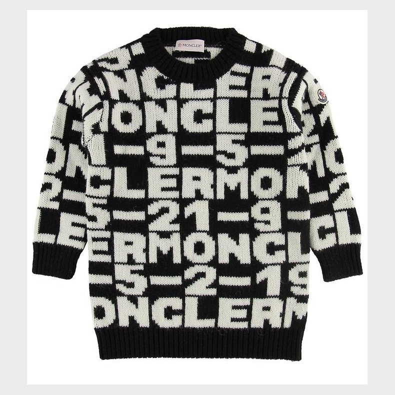 Moncler Kjole - Akryl/Uld - Sort/Hvid m. Tekst