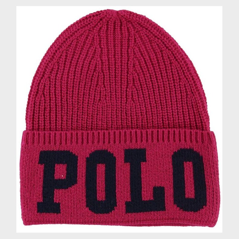 Polo Ralph Lauren Hue - Akryl/Uld - Mrk Pink m. Tekst